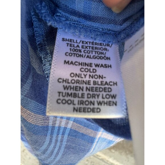 Softened Loft Semi Sheer Plaid Shirt Top XL Blue Pink Cotage Core Artsy Cotton - Picture 8 of 9